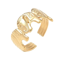 Golden Elephant 304 Stainless Steel Finger Rings Components, with Loop, Ion Plating(IP), Golden, 10mm, Hole: 1.6mm, US Size 8 1/2(18.5mm)