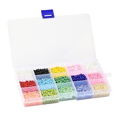 (52) Непрозрачная лаванда 180 g 15 раскрашивает стеклянный бисер, непрозрачных цветов, круглые, разноцветные, 8/0, 3~4x2~3 мм, отверстие : 0.8~1 мм, 12 г / цвет