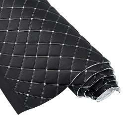 Черный ПВХ кожа и хлопок и полиэстер ткань, поделки товары для рукоделия, чёрные, 2000x1550~1600x3 мм