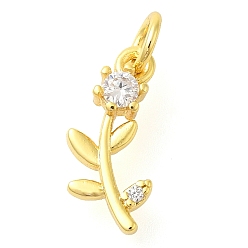 Настоящее золото 18K Цветок жизни стойка покрытие латунь микропаве кубические цирконии подвески шармы, без свинца и без кадмия, реальный 18 k позолоченный, 12.5x5.5x2 мм, отверстие : 3 мм