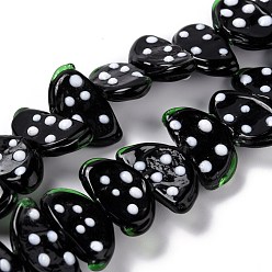 Черный Бусы лэмпворк ручной работы, фрукты, чёрные, 10x18.5x5 мм, отверстие : 1.6 мм, около 25 шт / нитка, 9.76 дюйм (24.8 см)