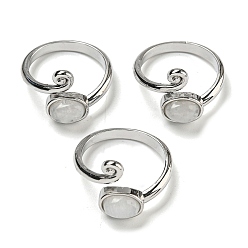 Лунный Камень Регулируемые кольца из натурального лунного камня, с платиновой и латунной фурнитурой, долговечный, украшения для женщин, овальные, размер США 8 (18.1 мм)