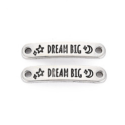 Antique Silver Alloy Connector Charms, Cadmium Free & Lead Free, Oval, Antique Silver, 30x6x1.5mm, Hole: 1.8mm