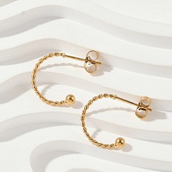 Золотой 201 серьги из нержавеющей стали, с 304 штифта из нержавеющей стали, ионное покрытие (ip), золотые, 17x19x3 мм