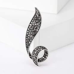 Серебро Булавки со стразами в виде цветка, Броши из сплава для девочек и женщин в подарок, серебряные, 59x23 мм