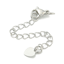 Платина Латунный удлинитель цепи, с карабин-лобстерами , долговечный, без кадмия и без свинца, сердце, платина, 75 мм