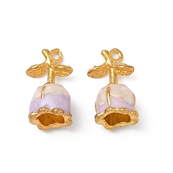 Лавандовый румянец Подвески из эмали и сплава, , золотые, лавандовый румянец, 17.5x10x9 мм, отверстие : 1.6 мм