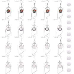 Stainless Steel Color DIY Earring Making, with Stainless Steel Dangle Earrings, Cabochon Settings, Glass Cabochons, Stainless Steel Color, 40pcs/box