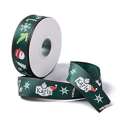 Verde Oscuro 25 yardas de cinta de grosgrain de poliéster con estampado de tema navideño, para la fabricación de la joyería diy, piso, verde oscuro, 1 - pulgada (25.5 mm)