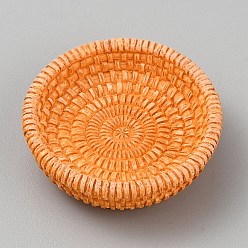 Оранжевый Мини-модель корзины из ротанга из смолы, аксессуары для кукольного домика с микро-ландшафтом, притворяясь опорными украшениями, оранжевые, 30x9.5 мм