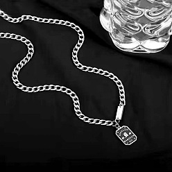 Rectangle Кулон из сплава 316 цепочки из хирургической нержавеющей стали для мужчин, цвет нержавеющей стали, прямоугольные, 23.62 дюйм (60 см)
