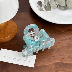 Темно-бирюзовый Заколки для волос в форме когтей из ацетата целлюлозы, аксессуары для волос со стразами для женщин и девочек, бантом, темные бирюзовый, 75 мм