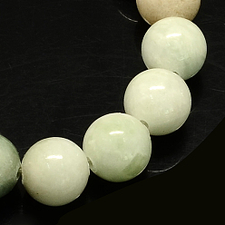 Honeydew Natural Dyed Yellow Jade Gemstone Bead Strands, Round, Honeydew, 8mm, Hole: 1mm, about 50pcs/strand, 15.7 inch