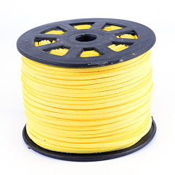 Желтый Замша Faux шнуры, искусственная замшевая кружева, желтые, 1/8 дюйм (3 мм) x 1.5 мм, около 100 ярдов / рулон (91.44 м / рулон), 300 фут / рулон