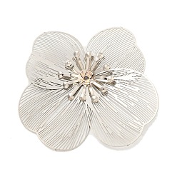 Платина Шапочки и конусы для бусин, латунные, с железными петлями, цветок, без кадмия, без никеля и без свинца, платина, 31~33x37~41x4 мм, отверстие : 0.9 мм