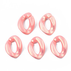 Pink Окрашен акриловые соединительные кольца, прорезиненный стиль, разъемы для быстрой связи, для изготовления бордюрных цепей, твист, розовые, 18x13.5x4 мм, внутренний диаметр: 10x5 мм, Около 1420 шт / 500 г