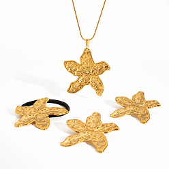 Настоящее золото 18K Морская звезда 304 серьги-гвоздики из нержавеющей стали, ожерелья с подвесками и резинка для волос для женщин, реальный 18 k позолоченный