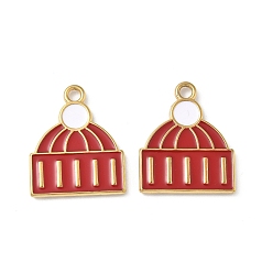 Hat 304 нержавеющей стальной эмали подвески, прелести рождественской тематики, ионное покрытие (ip), реальный 18 k позолоченный, шляпа, 22x18x2 мм, отверстие : 2 мм