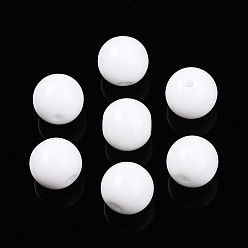 Белый Непрозрачные однотонные стеклянные бусины, круглые, белые, 8~8.5 мм, отверстие : 1.2~1.6 мм, Около 1420 шт / 1000 г