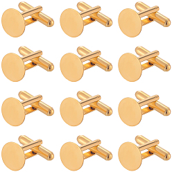 Золотой 20шт. латунные запонки для мужчин, плоско-круглые, золотые, 17x18.5x10 mm.