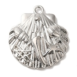 Платина Стойки обшивки латунные подвески, без кадмия и без свинца, долговечный, формы раковины, платина, 28x25x4.5 мм, отверстие : 2 мм