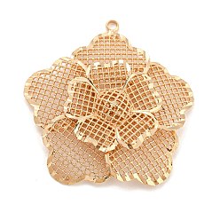 Light Gold Gestell Messing Hohl Anhänger, Blume Reize, Cadmiumfrei und Nickel frei und Bleifrei, Licht Gold, 45.5x43.5x6.5 mm, Bohrung: 2 mm