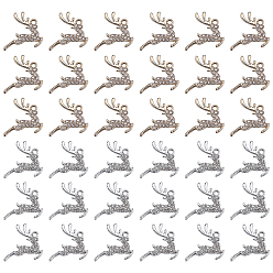 Олень 32шт. 2 цвета сплава с подвесками из хрустальных страз, олени прелести, платиной и золотом, 20x22x2.5 мм, отверстие : 2 мм, 16 шт / цвет