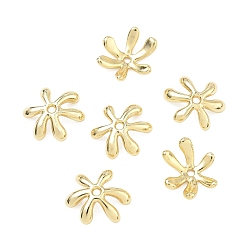 Настоящее золото 18K Латунной шариковой крышкой, долговечный, стойки покрытие, без свинца и без кадмия, цветок, реальный 18 k позолоченный, 10x12x3.5 мм, отверстие : 1.2 мм