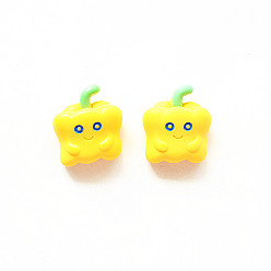 Hot Pepper Серьги-гвоздики из смолы и сплава, желтые, острый перец, 20x20 мм