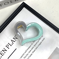 Аквамарин Пластиковые заколки для волос с сердечками, с эмалью, аквамарин, 55x40 мм