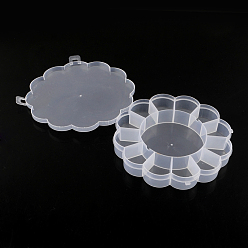 Clear Flower Plastic Bead Storage Containers, 13 Compartments, Clear, 15.5x15.5x2.5cm