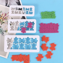 White 3 Sizes Puzzle Food Grade Plastic Cookie Cutters Sets, Cookies Moulds, DIY Biscuit Baking Tool, White, 144~193x65~94x13mm, 3pcs/set