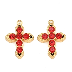 Siam Pendentifs en acier inoxydable, avec strass, charmes croisées, placage ionique (ip), réel 304 k plaqué or, siam, 18mm, Trou: 21x15x4.5mm