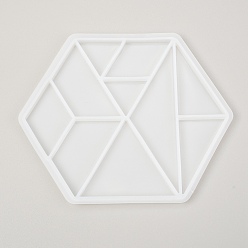 White Hexagon Tangram Puzzle Silicone Molds, Casting Molds, for UV Resin, Epoxy Resin Logic IQ Game Toy Craft Making, White, 129x153x6mm, Inner Diameter: 29~58x31~108mm