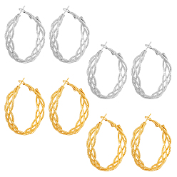 (52) Непрозрачная лаванда 4 пары 2 цветные железные серьги-кольца, разноцветные, 41x9 мм, 2 пар / цвет