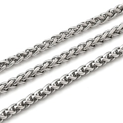 Нержавеющая Сталь Цвет 304 из нержавеющей стали цепи пшеницы, пайки, с катушкой, цвет нержавеющей стали, 3 мм, около 32.81 футов (10 м) / рулон