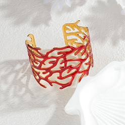 Другие 304 эмалированные браслеты-манжеты из нержавеющей стали для женщин, коралл, внутренний диаметр: 2-1/4x2-1/2 дюйм (5.6x6.2 см)