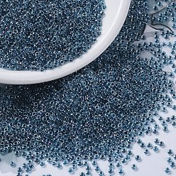 (RR3207) Magic Royal Aqua Lined Crystal MIYUKI Round Rocailles Beads, Japanese Seed Beads, 11/0, (RR3207) Magic Royal Aqua Lined Crystal, 2x1.3mm, Hole: 0.8mm, about 50000pcs/pound