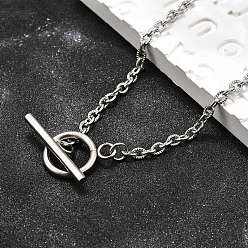 Нержавеющая Сталь Цвет Устойчивые к потускнению 304 ожерелья из нержавеющей стали с цепочкой, с Переключить застежками, цвет нержавеющей стали, 16.9 дюйм (43 см)