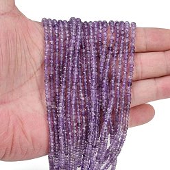 Аметист Природный аметист нитей бисера, граненые, рондель, 3x2 мм, отверстие : 0.5 мм, около 165 шт / нитка, 15.16 дюйм (38.5 см)