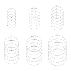 Silver 304 Stainless Steel Pendants, Hoop Earring Findings, Ring, Silver, 21 Gauge, 23.5~49x21~45x1.5~1.8mm, Hole: 1mm, Inner Size: 20~44mm, Pin: 0.7mm, 36pcs/box
