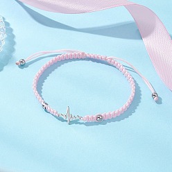 Другие Плетеные нейлоновые шнуры регулируемые браслеты, 201 подвески-соединители из нержавеющей стали с лазерной резкой 304 браслеты из бусин из нержавеющей стали для женщин, внутренний диаметр: 2-1/8~3-1/8 дюйм (5.25~7.9 см)