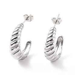 Color de Acero Inoxidable Pendientes de croissant de acero inoxidable que no se deslustran para mujer, color acero inoxidable, 304 mm, pin: 27.5x22x7.5 mm