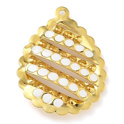 Белый Подвески из латуни с эмалью в стойку, долговечный, без свинца и без кадмия, реальный 18 k позолоченный, очарование слезы, белые, 40x30x5 мм, отверстие : 1.8 мм