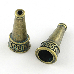 Bronze Antique & Patine Verte Cône alliage de zinc coupelles, sans cadmium et sans plomb, bronze antique et patine verte, 22.5x10mm, Trou: 2.5~7mm