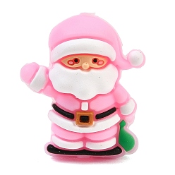 Santa Claus Рождественские силиконовые бусины, фокусные бусы, розовые, Дед Мороз, 28x25x15 мм, отверстие : 2 мм