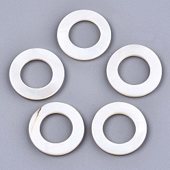 Seashell Color Natural Freshwater Shell Linking Rings, Ring, Seashell Color, 25x3mm, Inner Diameter: 15mm