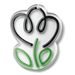 Черный Прозрачные акриловые подвески, тюльпан, чёрные, 38x28x2.5 мм, отверстие : 1.5 мм