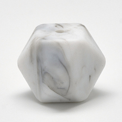 WhiteSmoke Food Grade Eco-Friendly Silicone Beads, Chewing Beads For Teethers, DIY Nursing Necklaces Making, Faceted Cube, WhiteSmoke, 14x14x14mm, Hole: 2mm