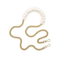 Light Gold Сумочка с имитацией белого жемчуга, бисером, металлическими витыми цепочками-ремешками, с застежками, для замены сумочки или сумки через плечо, золотой свет, 1200 мм